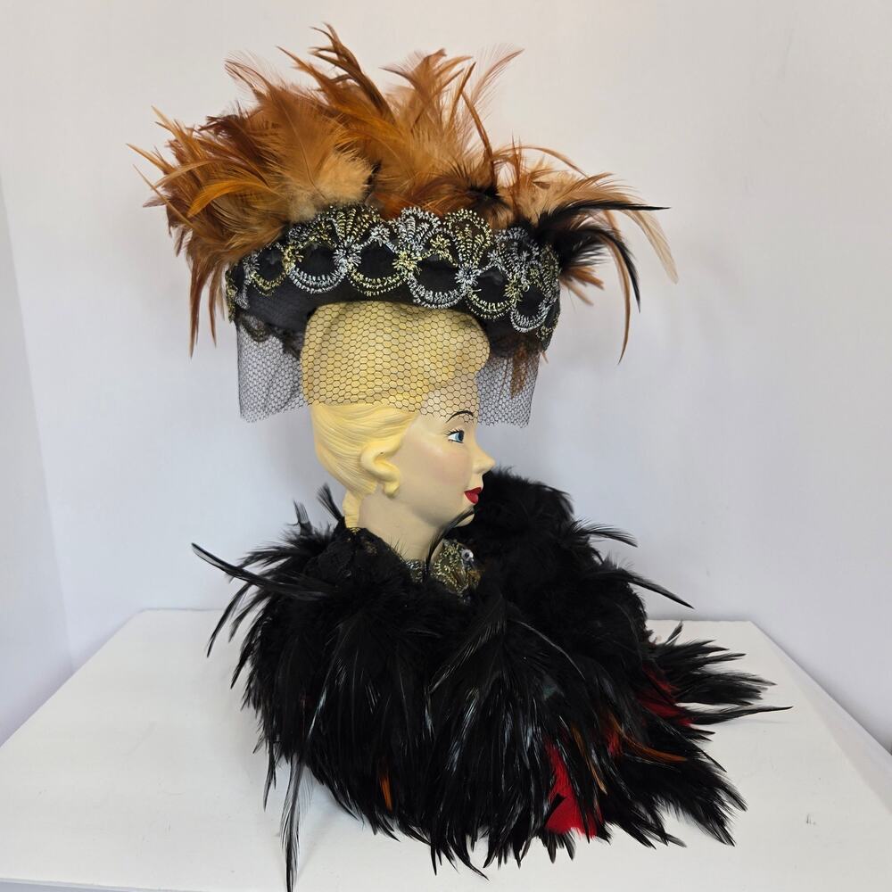 Lady Bust, Ceramic, Unbranded, hand painted, Art Deco inspired - Picture 2 of 4